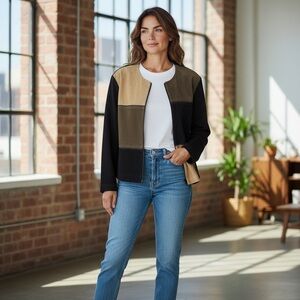 Colorblock Jacket with Zipper